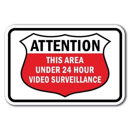 SIGNMISSION Safety Sign, 12 in Height, Aluminum, Video Surv - Att This A-1218 Video Surv - Att This